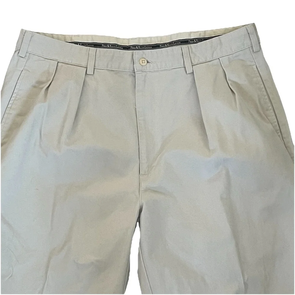 VTG Polo Ralph Lauren Andrew Pant Men's Sz 38x32‎ Khaki High Waist Pleated Chino